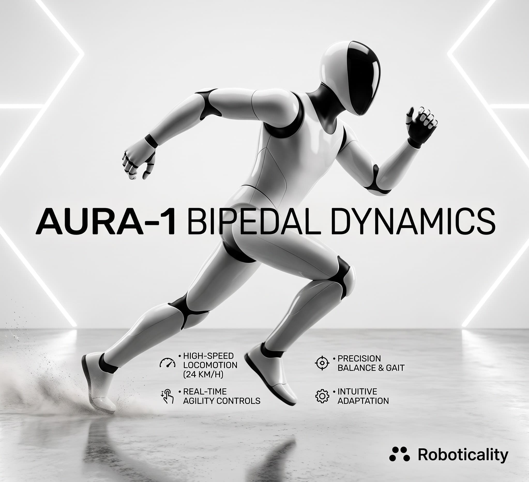 Aura-1 Bipedal Dynamics: High-Speed Locomotion & Real-Time Agility